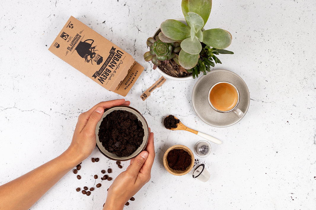 DIY coffee scrub using Urban Brew coffee pods